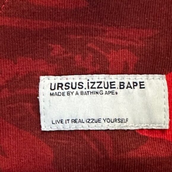 Bathing Ape URSUS IZZUE BAPE Basic Sweat Red Camo Hoodie Full Zip Sz XL - EUC - Picture 5 of 15